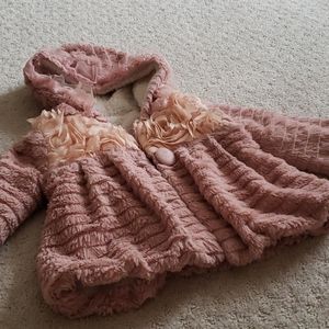 Pink Fluffy ruffled Hoodie rose floral girl coat